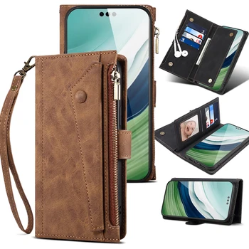 Кошелек, сумка для рук, чехол для Huawei Mate 60 Pro, многофункциональный кожаный чехол для мобильного телефона с откидной крышкой для Mate60, слот для карт, чехол с веревкой