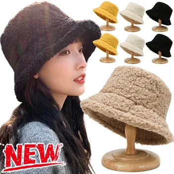 2023 женские Harajuku шляпа сплошной цвет женщин мужчин рыбная ловля Рыбак шапки осень зима ягненка шерстяные открытый теплый панама кепка