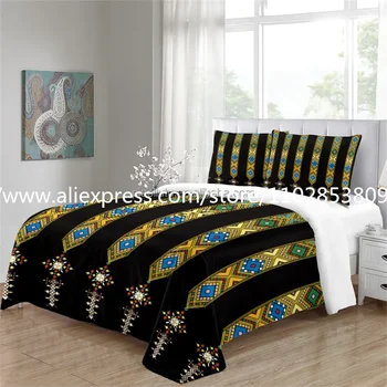 Черный, 3 шт., роскошные комплекты постельного белья Saba Telet из эфиопского эритрейского полиэстера, набор пододеяльников для односпальной двуспальной кровати и 2 шт., наволочка