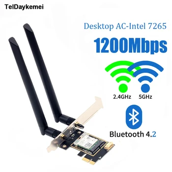 1200 Мбит/с Bluetooth 4.2 PCi Express, Wifi-адаптер 2.4 G / 5G, двухдиапазонный для Intel 7265, Беспроводная карта PCI-E для настольных ПК