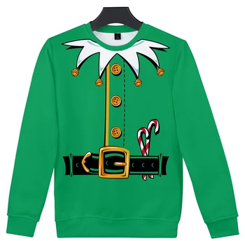 Рождественский костюм косплея Эльфа Санты с 3D принтом, толстовка для детей, Мужская Женская Спортивная толстовка, Женская Мужская уличная одежда, толстовка с капюшоном