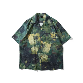 Новая Гавайская рубашка с цветочным узором для мужчин, Винтажная Свободная рубашка с цветочным узором для пляжного отдыха, тренд рубашек с коротким рукавом