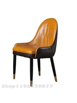 Роскошный обеденный стул Nordic Light, простой постмодернистский стул для отдыха в ресторане высокого класса, бытовая сетка из цельного дерева, красная кожа Ins