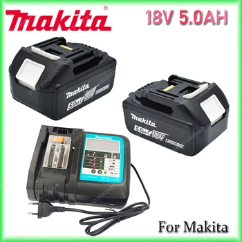 Makita-100% Оригинальная Аккумуляторная Батарея для электроинструмента, сменный светодиодный Литий-ионный аккумулятор емкостью 5,0 Ач 18 В LXT BL1860B BL1860BL1850