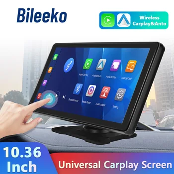 Bileeko 10,36 Дюймовый Универсальный Монитор Carplay Android Auto Screen Smart Player С Голосовым Управлением FM Поддержкой Bluetooth Задняя Камера TF