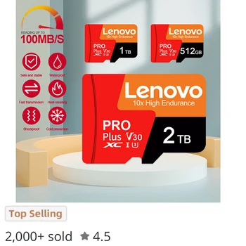 Lenovo 2TB Micro tarjeta SD-Карта A2 Class10 Флэш-Карта Памяти 1TB 512GB 256GB 128GB Для Игр Kodak Nintendo Switch В подарок