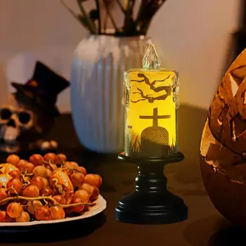 Фестиваль электрических свечей на Хэллоуин, Беспламенный декор для рабочего стола, Жуткие сувениры для вечеринок в центре стола, готическое украшение для дома