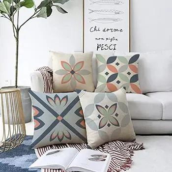 Льняная квадратная наволочка 40x40 см геометрического минималистичного цвета, современное эстетичное украшение для дивана, серое Украшение для дома