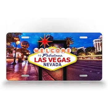 Номерной знак в стиле ретро в Лас-Вегасе, Невада, Добро Пожаловать в Сказочный Лас-Вегас, Невада, Металлическая настенная табличка