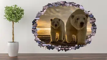 Наклейка на стену с белым медведем, художественный декор, 3D наклейка, плакат, настенная роспись комнаты A-377