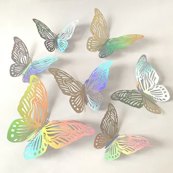3D Полые наклейки с бабочками, Украшение стен для домашней вечеринки художника, Фоновые наклейки на стену