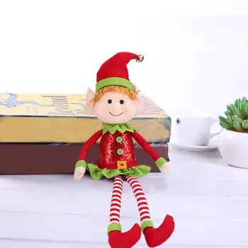 Украшение Рождественской куклы-эльфа, красочная рождественская кукла-эльф ручной работы, Очаровательная длинноногая плюшевая игрушка для украшения рабочего стола, вечеринки