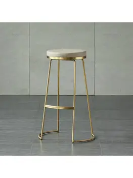 Барные стулья в скандинавском стиле, барный стул, креативный кофейный стул, золотой высокий стул, простой обеденный стул из кованого железа