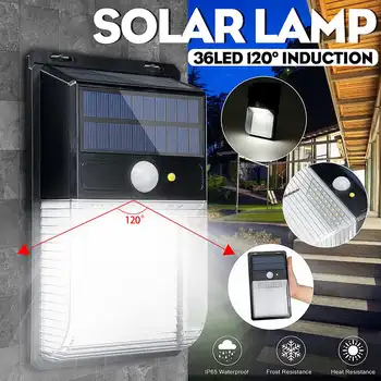 36LED Двухпанельный солнечный датчик движения, энергосберегающий ночник на открытом воздухе, сад во дворе