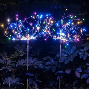 Солнечный свет фейерверка, светодиодный многоцветный уличный фейерверк, садовые фонари для дорожки, Рождественское украшение на заднем дворе, Вечеринка
