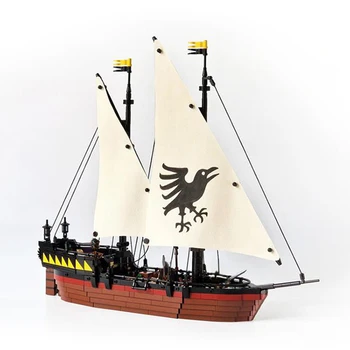 Креативная средневековая парусная лодка MOC, строительные блоки, модель лодки, кирпичи для строительства пиратского корабля, игрушки своими руками для детей, Рождественские подарки
