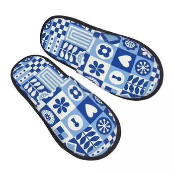 Меховые тапочки для женщин и мужчин, модные пушистые зимние теплые тапочки с абстрактной геометрией в скандинавском стиле, домашняя обувь