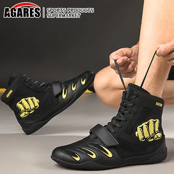 Новые Дышащие Боксерские ботинки Мужские Легкие Боксерские ботинки Женские Противоскользящие Кроссовки для борьбы Большого размера 46
