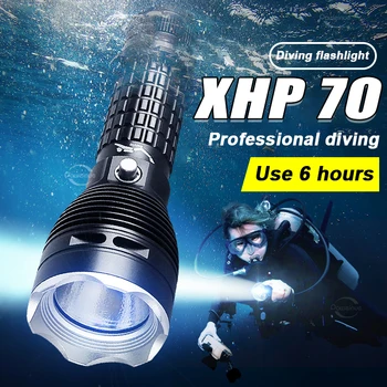 Мощный светодиодный профессиональный фонарик для дайвинга XHP70 IPX8 Водонепроницаемый фонарь Супер Яркий 3 Режима Фонарь 1500 люмен Прожектор