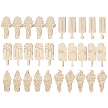 1 комплект Незаконченных Вырезов из дерева для мороженого Орнамент для Мороженого Дерево Для поделок Мороженое Деревянный Декор