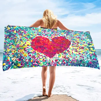 Пляжное полотенце без песка, быстросохнущее, очень большое, легкое, компактное, для путешествий, Гавайи, полотенце для бассейна, кемпинг для взрослых, Абстрактное сердце