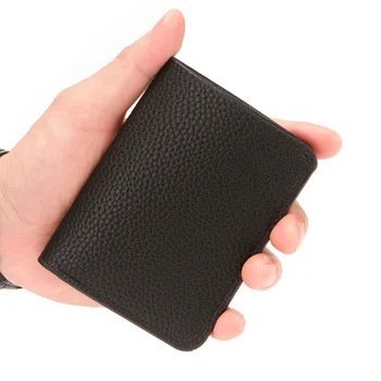 Новый ультра-тонкий мягкий короткий кошелек PU кожа личи зерна мини кредитной карты бумажник мужская визитница мужская сумка законопроект карты 