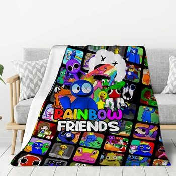 Игра Rainbow Friends Kawaii Blue Monster Фланелевое Одеяло Для Детей, Рождественские Подарки, Кровать, Диван, Кресло, Применимое Всесезонное Пустое