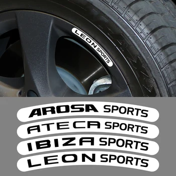 4 шт., Светоотражающие наклейки на ступицу колеса автомобиля, наклейки для декора из водонепроницаемой виниловой пленки, Автоаксессуары для Seat Leon Ibiza Ateca Arona Arosa
