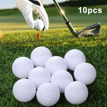 Новый 10шт 41 мм белый мяч для гольфа из полиэтилена выдувного формования без отверстий для тренировок в помещении