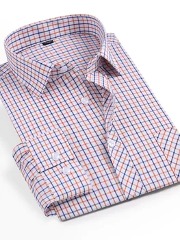Средняя мужская весенне-летняя шелковая рубашка с длинным рукавом в клетку оверсайз, свободная повседневная тонкая рубашка отца, ropa clothing, рубашки для мужчин