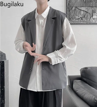 Bugilaku костюм в гонконгском стиле жилет мужской 2023 Весна и осень красивая верхняя одежда корейская версия пиджака без рукавов