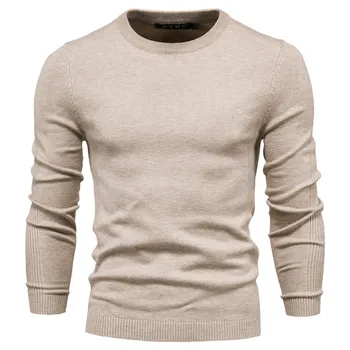 Мужской вязаный свитер 14 цветов, осень-Зима, Новый однотонный тонкий пуловер с круглым вырезом, повседневный удобный Классический мужской вязаный джемпер