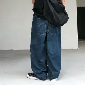Дышащие мужские брюки в стиле пэчворк, винтажные брюки-карго, свободные широкие брюки с глубоким вырезом в промежности, хип-хоп Уличная одежда в стиле пэчворк