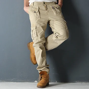 Новые мужские брюки Cargio, тактический камуфляжный хлопковый комбинезон с несколькими карманами, Свободные мужские повседневные брюки Плюс размер 42