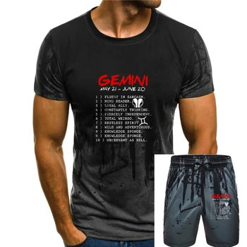 Мужская футболка Gemini 21 мая 20 июня 1 Свободно говорит сарказмом 2 Читает мысли 3 Верный союзник 4 Постоянно думающая женская футболка