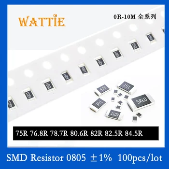 SMD резистор 0805 1% 75R 76,8R 78,7R 80,6R 82R 82,5R 84,5R 100 шт./лот микросхемные резисторы 1/8 Вт 2,0 мм * 1,2 мм