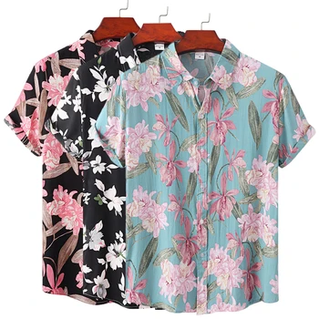 Гавайская мужская рубашка, летний пляжный повседневный укороченный топ с 3D принтом Подсолнуха, уличная модная свободная одежда оверсайз, уличные футболки для мужчин