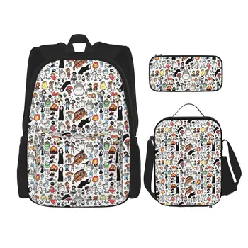 Классический базовый холщовый школьный рюкзак из японского аниме, повседневный рюкзак, офисная школьная сумка, пенал, сумка для ланча, комбинация