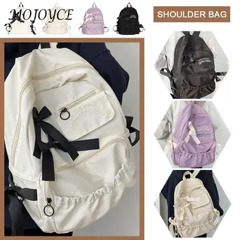 Симпатичный школьный рюкзак с регулируемыми плечевыми ремнями, рюкзак с галстуком-бабочкой для девочек, Удобные нейлоновые сумки для книг большой емкости, сумки через плечо