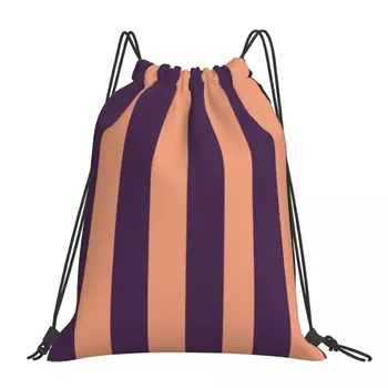 Рискованные Элегантные рюкзаки в оранжевую и фиолетовую полоску Модная портативная сумка на шнурке Сумка на шнурке Карманная сумка для мелочей Сумка для книг