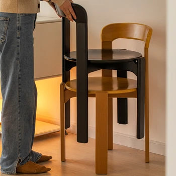 Обеденный стул в скандинавском стиле, Винтажный дизайнерский стул из массива дерева, шезлонг Спинку обеденного стола можно складывать
