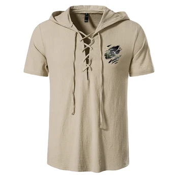 2023 Новая мужская рубашка с коротким рукавом и принтом Glock Perfection Shooting, летние Популярные льняные однотонные дышащие топы с капюшоном