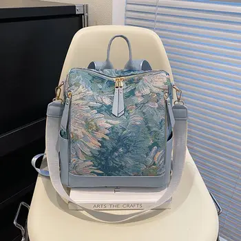 Роскошный Дизайнерский Женский рюкзак с цветочным принтом 2023 года, Большая вместимость, Универсальная женская сумка, Дорожная сумка, рюкзак для девочек