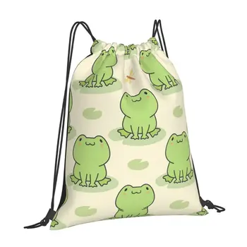 Сумки с завязками в виде милой лягушки на заказ, выполненные в виде рюкзаков, мужская школьная сумка для кемпинга, повседневная сумка для спортзала на завязках