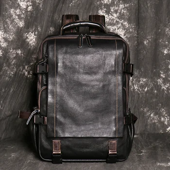 Дорожный рюкзак из натуральной кожи большой емкости, деловой повседневный мужской рюкзак из воловьей кожи первого слоя, школьная сумка для компьютера