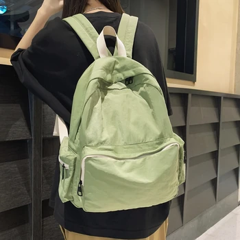 Простой однотонный нейлоновый женский рюкзак, милый студенческий рюкзак, женские школьные сумки для девочек-подростков, дорожная сумка Kawaii Bookbag