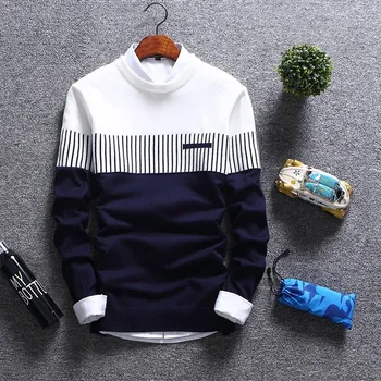 2023 Новый мужской осенне-зимний пуловер, шерстяные приталенные вязаные свитера в полоску, мужская брендовая одежда, повседневный пуловер homme hombre