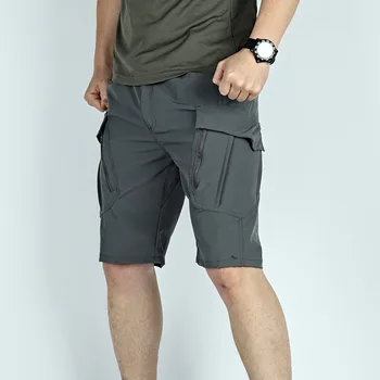 Летние мужские шорты-карго Быстросохнущие тактические короткие брюки Шорты с несколькими карманами Мужские брюки для охоты и рыбалки на открытом воздухе длиной до колена