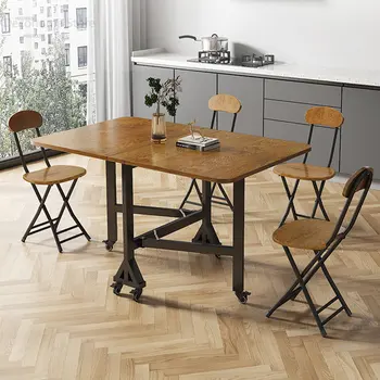 Складные обеденные столы для маленькой квартиры в скандинавском стиле, ультратонкие учебные столы, Многофункциональный прямоугольный обеденный стол, мебель для дома