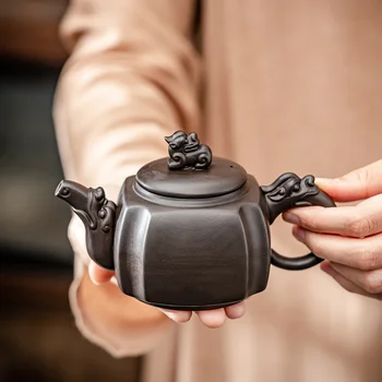 260 мл 7 отверстий Фиолетовый глиняный чайник Kirin Relief Кунг-фу Чайный набор Yixing Zhu Mud Tea Pot